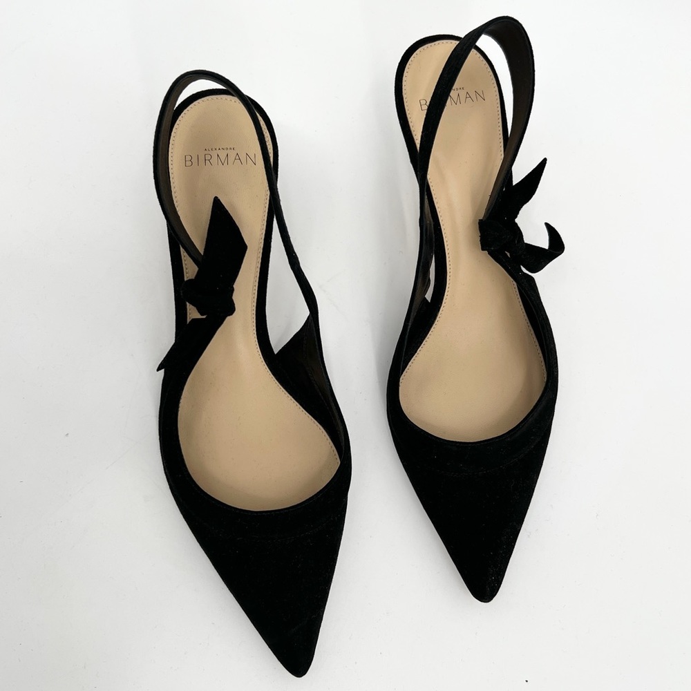 Alexandre Birman Black Suede Pointed Toe Sling Black Heels Size 39 New